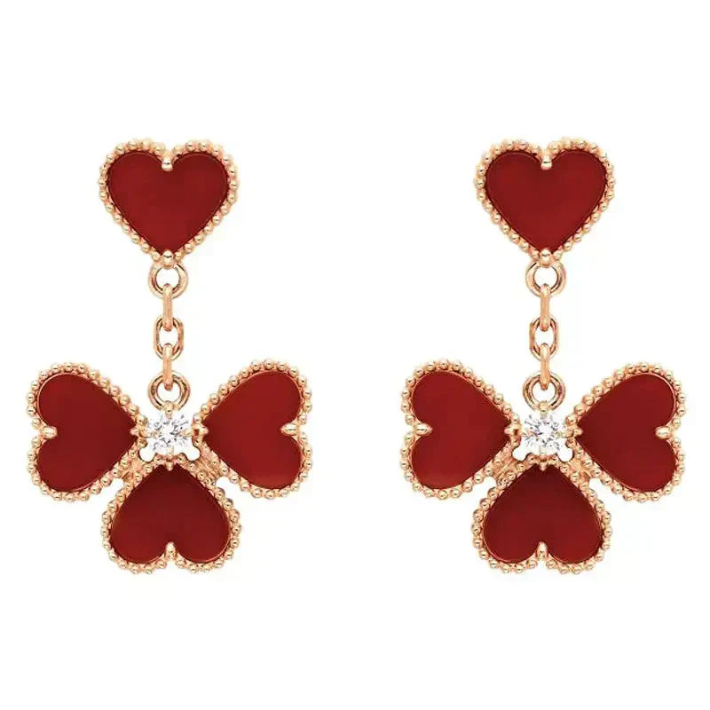 [Triumph Jewelry]SWEET CLOVER CARNELIAN EARRINGS