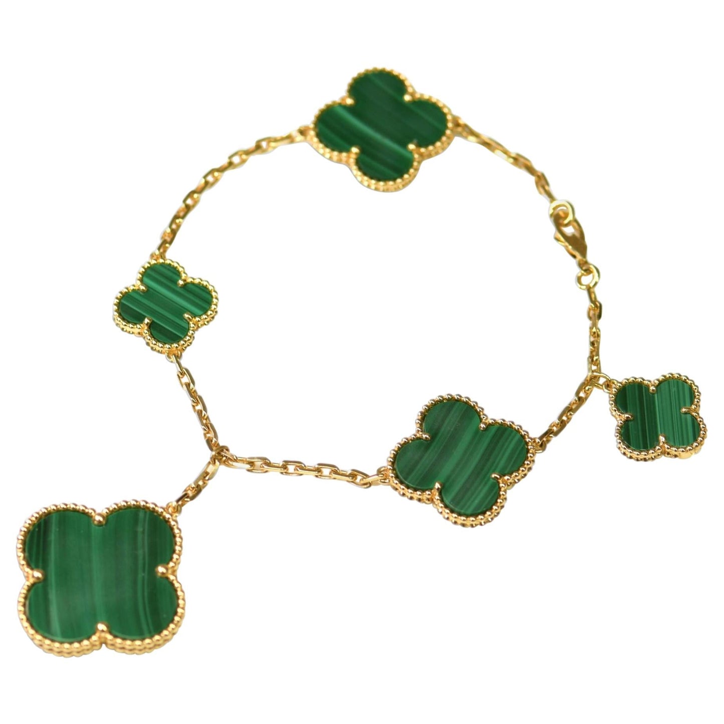 [Triumph Jewelry]MAGIC CLOVER MALACHITE GOLD BRACELET 5 MOTIFS