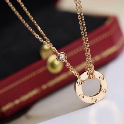 [Triumph Jewelry]LOVE NECKLACE ADJUSTABLE ROSE GOLD 2 DIAMOND