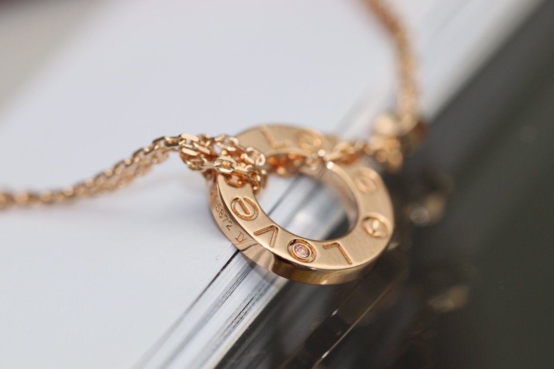 [Triumph Jewelry]LOVE NECKLACE ADJUSTABLE ROSE GOLD 2 DIAMOND