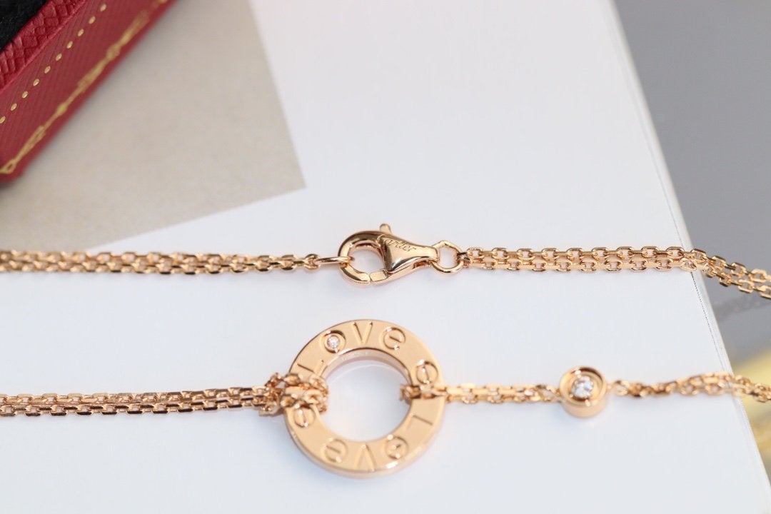 [Triumph Jewelry]LOVE NECKLACE ADJUSTABLE ROSE GOLD 2 DIAMOND