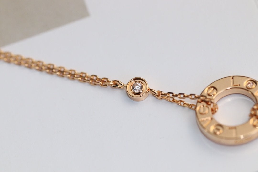[Triumph Jewelry]LOVE NECKLACE ADJUSTABLE ROSE GOLD 2 DIAMOND