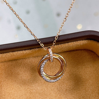 [Triumph Jewelry]TRINITY NECKLACE SILVER GOLD PINK GOLD DIAMONDS
