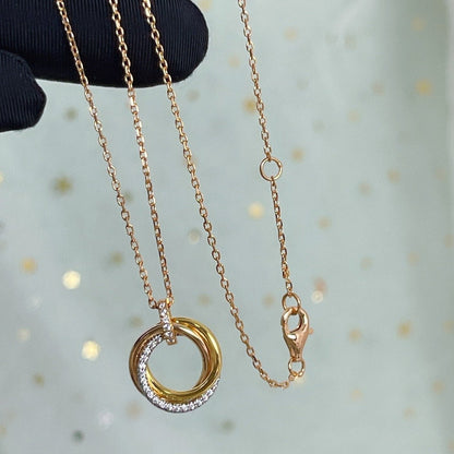 [Triumph Jewelry]TRINITY NECKLACE SILVER GOLD PINK GOLD DIAMONDS