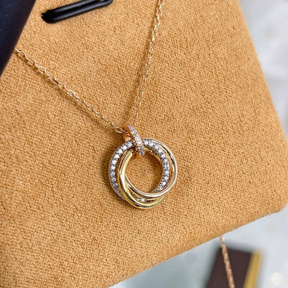 [Triumph Jewelry]TRINITY NECKLACE SILVER GOLD PINK GOLD DIAMONDS