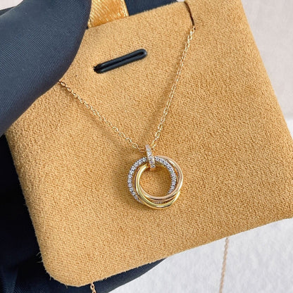 [Triumph Jewelry]TRINITY NECKLACE SILVER GOLD PINK GOLD DIAMONDS
