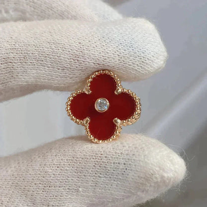 [Triumph Jewelry]CLOVER MEDIUM 1 MOTIFS CARNELIAN  DIAMOND earrings