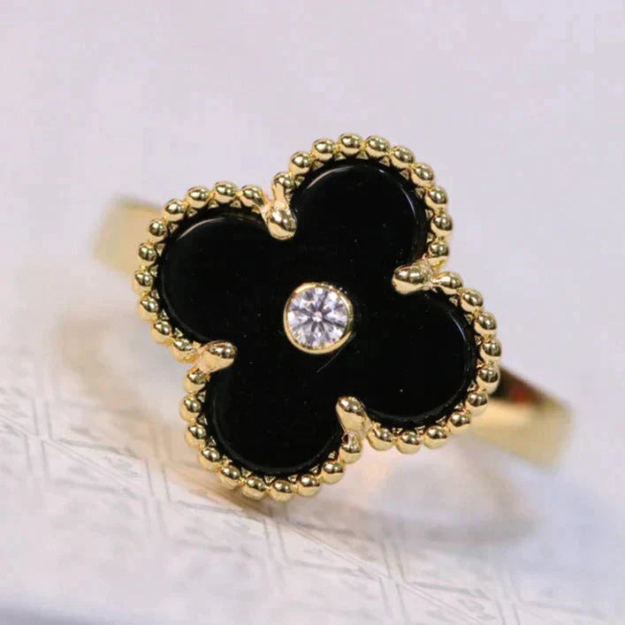 [Triumph Jewelry]CLOVER ONYX RING GOLD DIAMOND