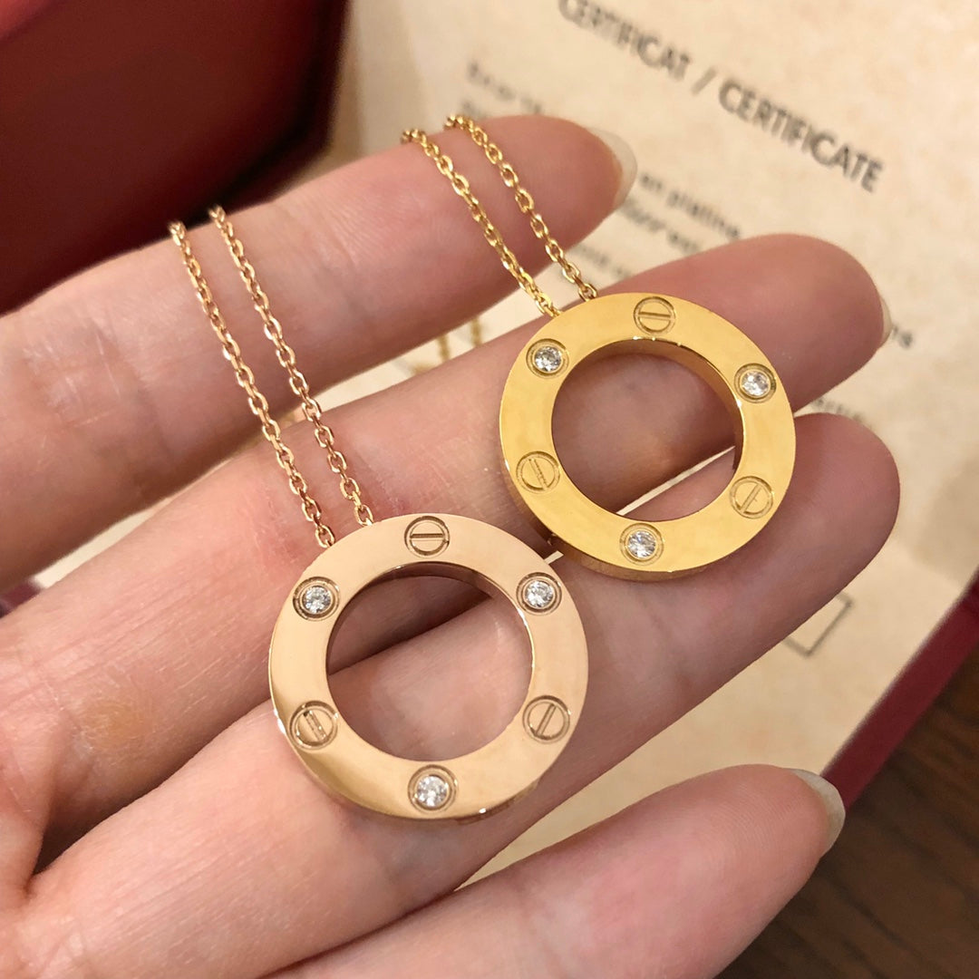 [Triumph Jewelry]LOVE NECKLACE 16MM 3 DIAMONDS