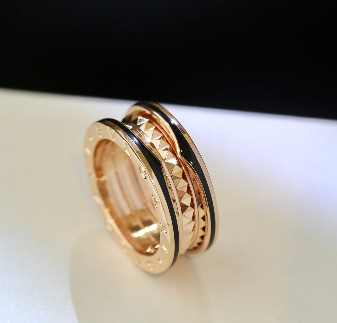 [Triumph Jewelry]ZERO 1 PINK GOLD BLACK CERAMIC RING