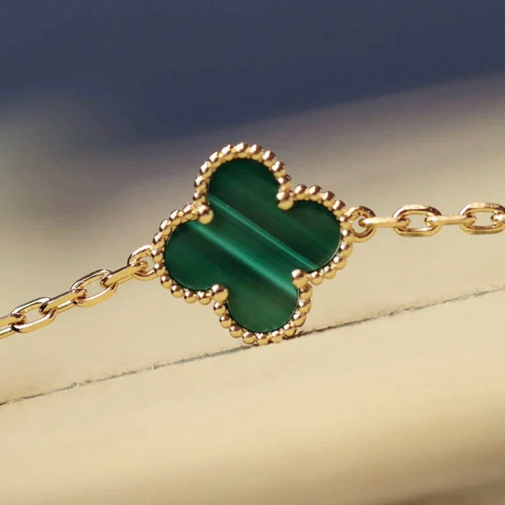 [Triumph Jewelry]CLOVER 20 MOTIFS MALACHITE DIAMOND NECKLACE