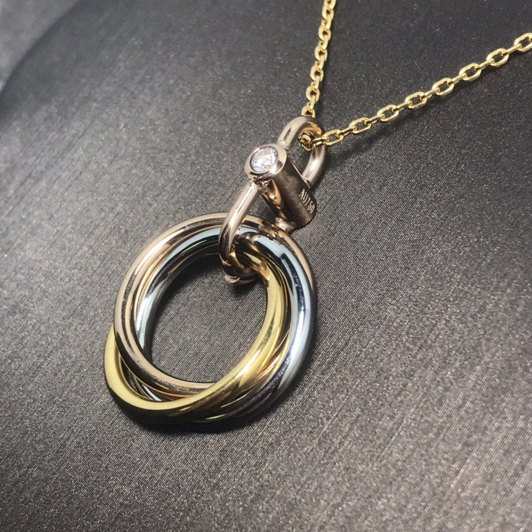 [Triumph Jewelry]TRINITY SILVER GOLD PINK GOLD NECKLACE