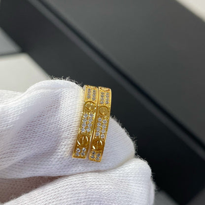 [Triumph Jewelry]LOVE DIAMOND GOLD HOOP EARRINGS