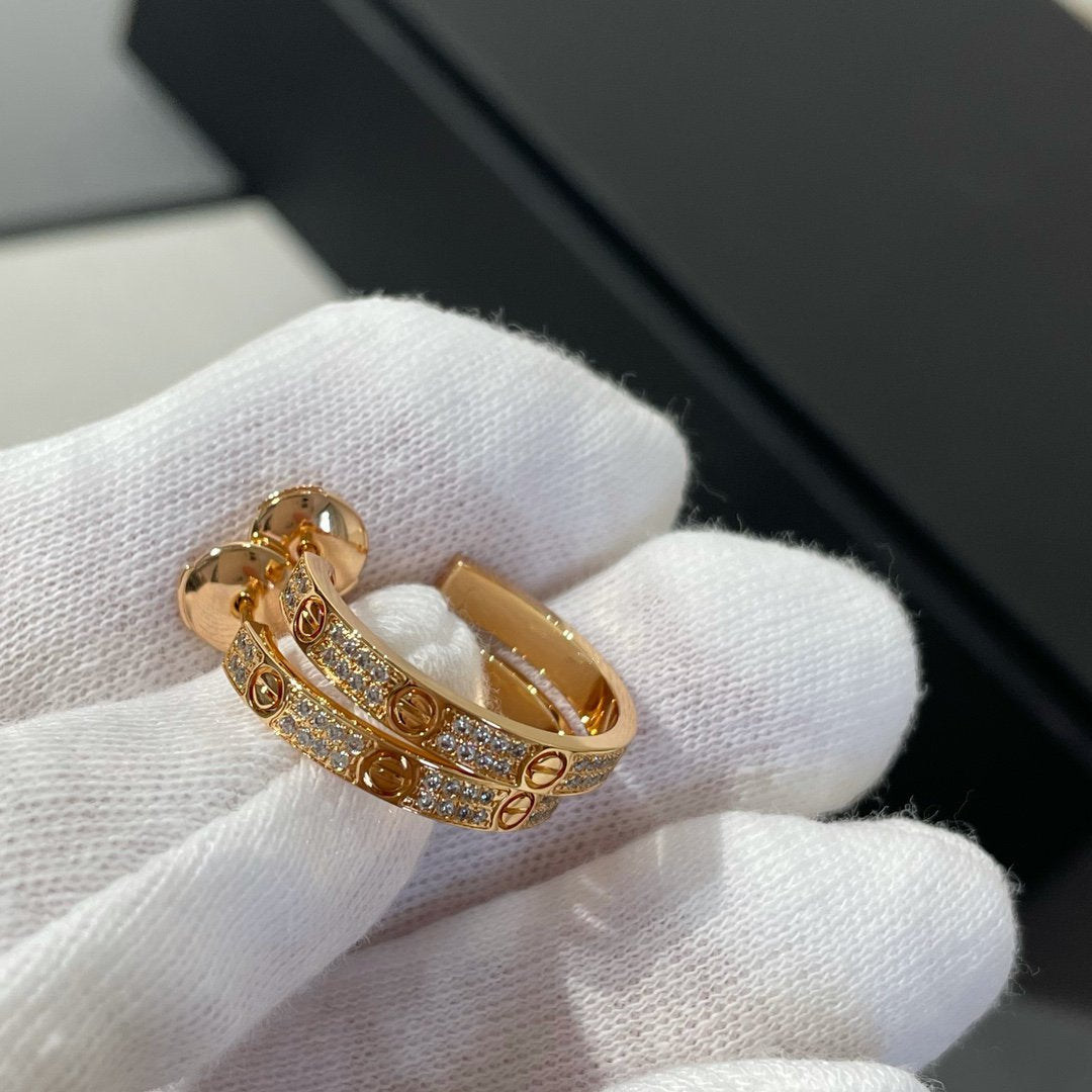 [Triumph Jewelry]LOVE DIAMOND PINK GOLD HOOP EARRINGS