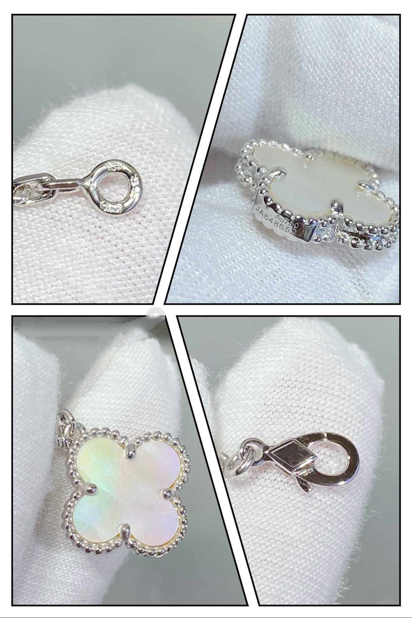 [Triumph Jewelry]CLOVER 5 MOTIF WHITE MOP SILVER BRACELET