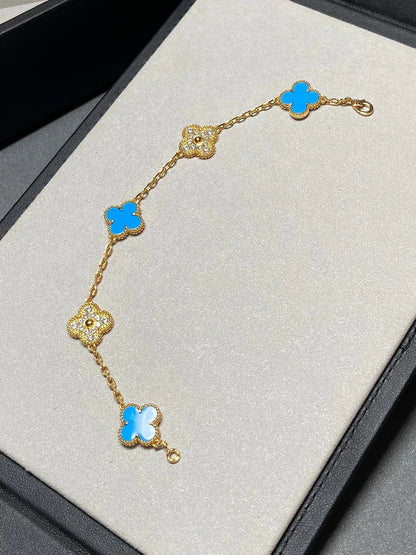 [Triumph Jewelry] CLOVER 5 MOTIF BLUE AGATE BRACELET COLLECTION