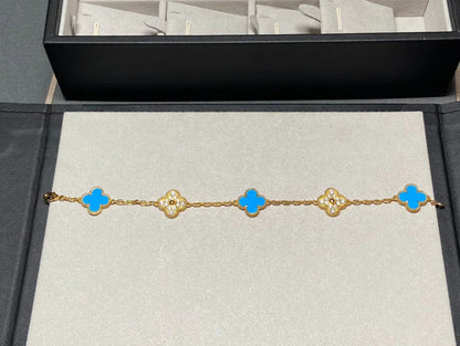 [Triumph Jewelry] CLOVER 5 MOTIF BLUE AGATE BRACELET COLLECTION