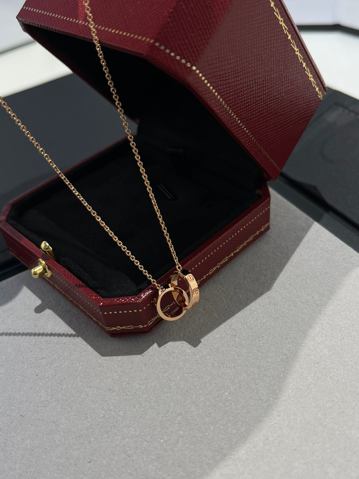 [Triumph Jewelry]LOVE NECKLACE DOUBLE RING PINK GOLD