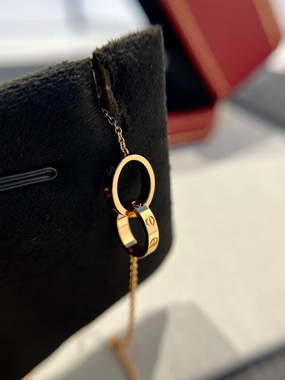 [Triumph Jewelry]LOVE NECKLACE DOUBLE RING PINK GOLD