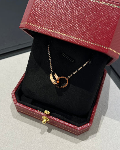 [Triumph Jewelry]LOVE NECKLACE DOUBLE RING PINK GOLD