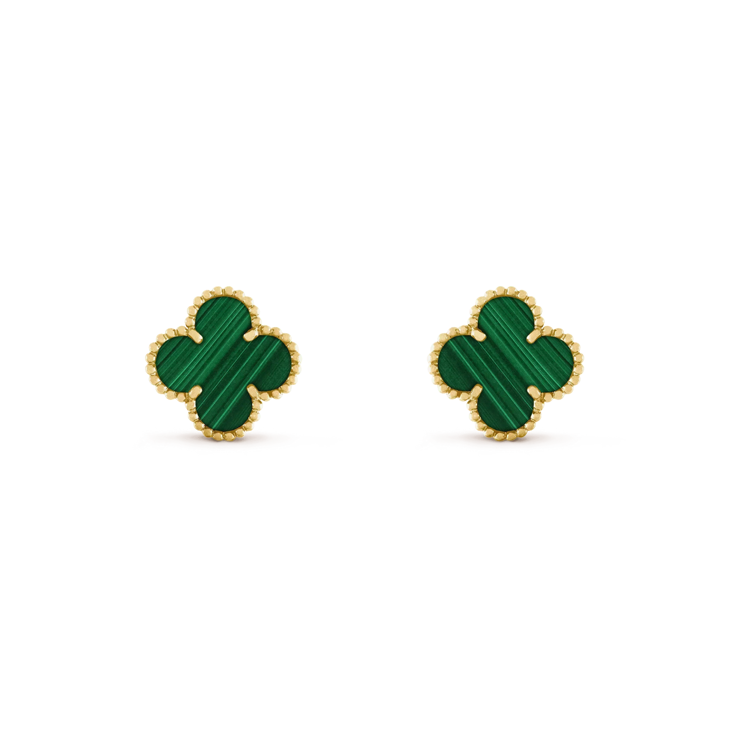 [Triumph Jewelry]CLOVER MEDIUM 1 MOTIFS MALACHITE  EARRINGS