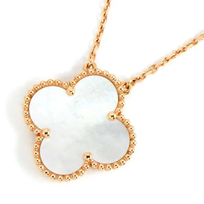 [Triumph Jewelry ]CLOVER 15MM WHITE MOTHER-OF-PEARL GOLD NECKLACE