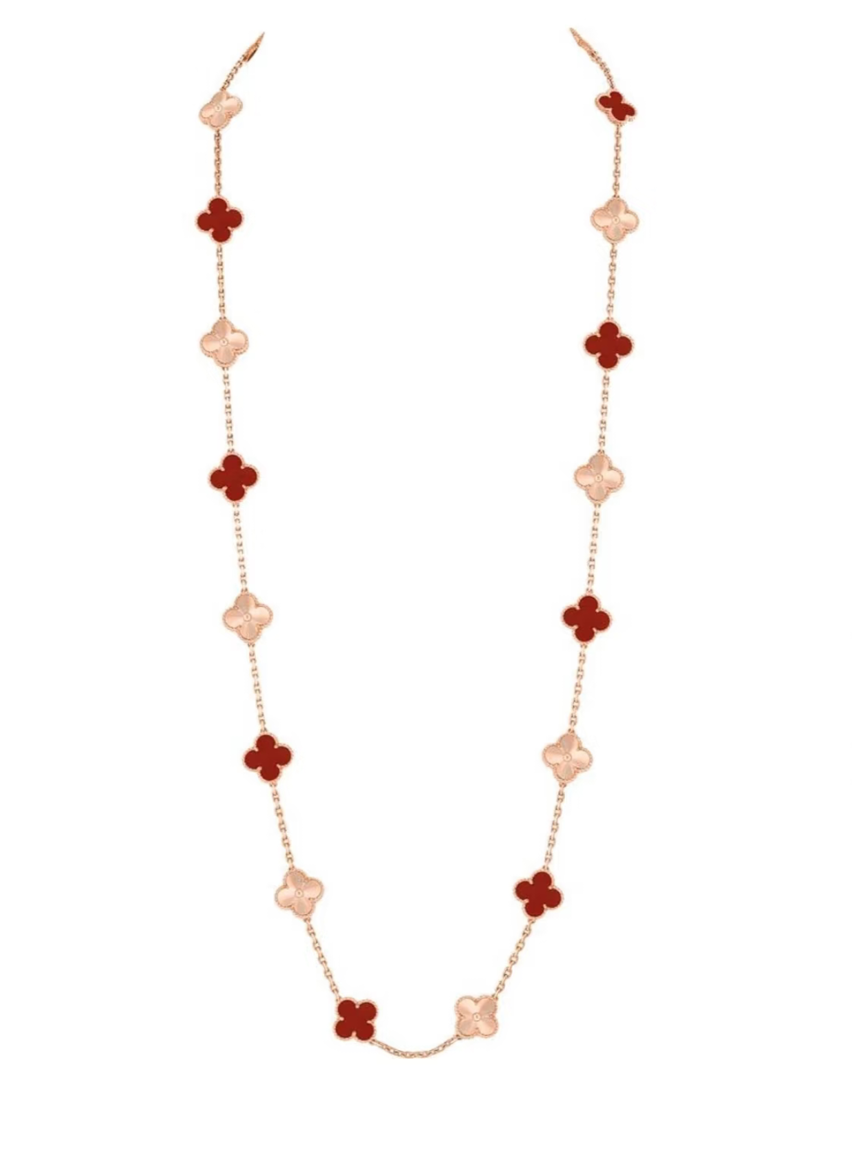 [Triumph Jewelry]CLOVER 20 MOTIFS LASER CARNELIAN NECKLACE