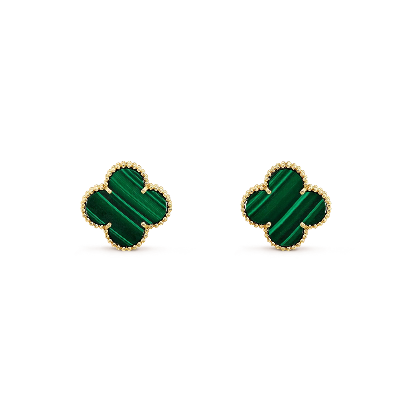 [Triumph Jewelry]CLOVER MINI 9.5MM MALACHITE  EARRINGS