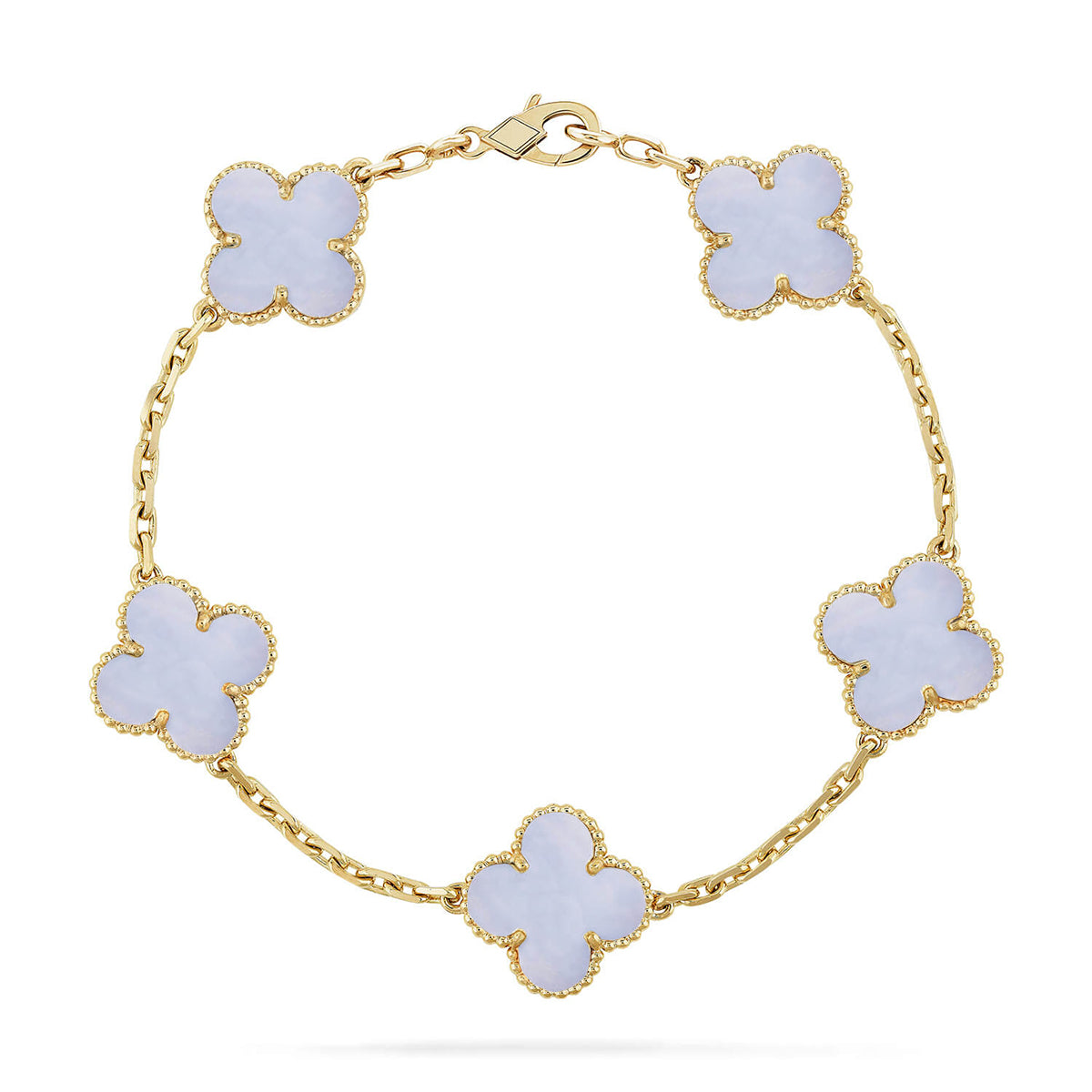 [Triumph Jewelry] CLOVER 5 MOTIF PURPLE CHALCEDONY BRACELET COLLECTION