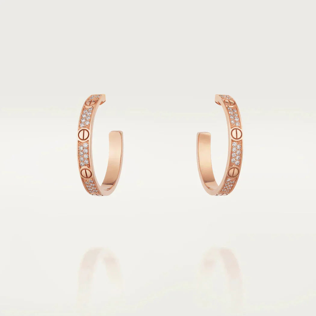 [Triumph Jewelry]LOVE DIAMOND PINK GOLD HOOP EARRINGS