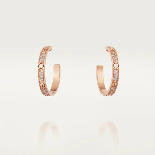 [Triumph Jewelry]LOVE DIAMOND PINK GOLD HOOP EARRINGS