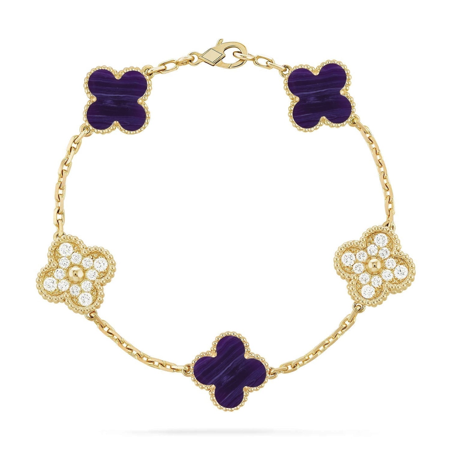 [Triumph Jewelry]CLOVER 5 MOTIF PURPLE STRIPES BRACELET COLLECTION
