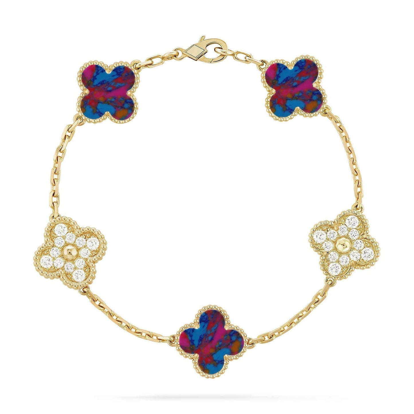 [Triumph Jewelry]CLOVER 5 MOTIF COLOR GEMSTONES BRACELET COLLECTION