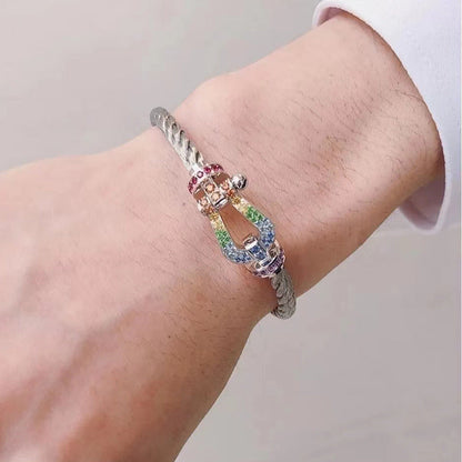 [Triumph Jewelry]FORC LARGE HORSESHOE  COLORED DIAMOND BRACELET SILVER