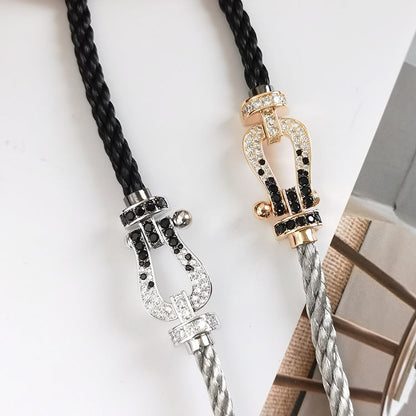 [Triumph Jewelry]FORCE LARGE HORSESHOE BLACK WHITE DIAMOND BRACELET ROSE GOLD