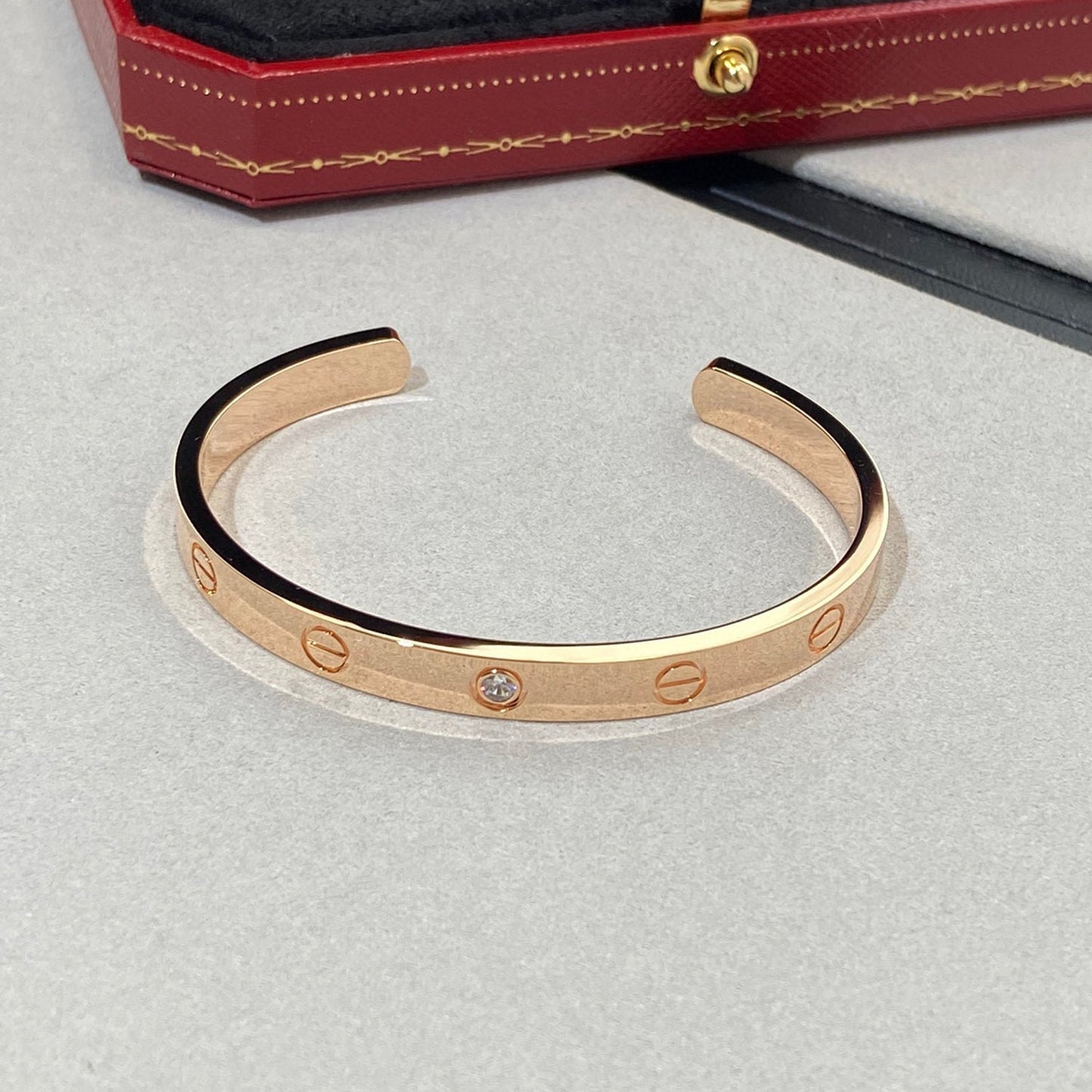 [Triumph Jewelry]LOVE BRACELET 6.1MM 1 DIAMOND OPEN CUFF