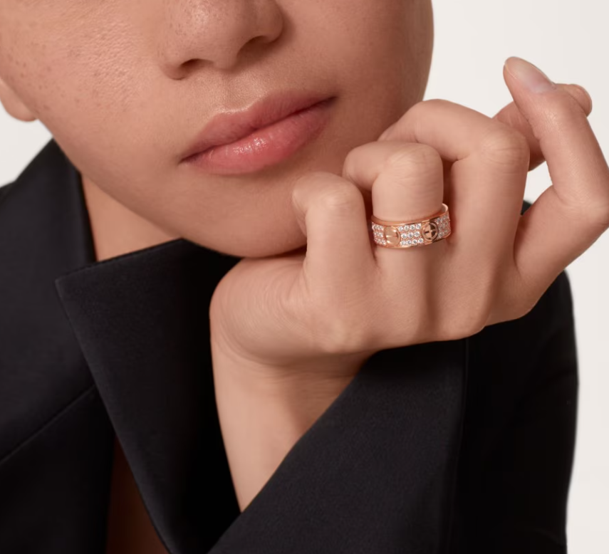 [Triumph Jewelry]LOVE RING 6.5mm-wide full-diamond ring Rose Gold