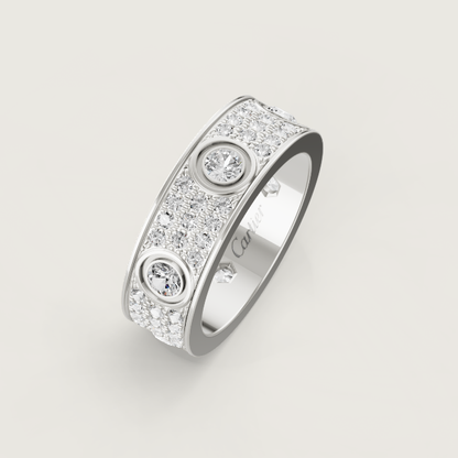 [Triumph Jewelry]LOVE RING 6.5MM Full Diamond, 6 Major Diamonds Silver