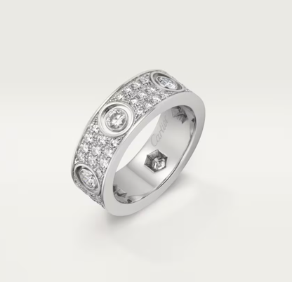 [Triumph Jewelry]LOVE RING 6.5MM Full Diamond, 6 Major Diamonds Silver