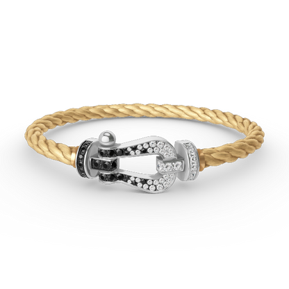 [Triumph Jewelry]FORCE LARGE HORSESHOE BLACK WHITE DIAMOND BRACELET SILVER
