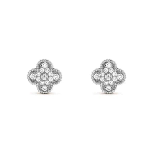 [Triumph Jewelry]CLOVER 1 MOTIFS DIAMOND STUD EARRINGS SILVER