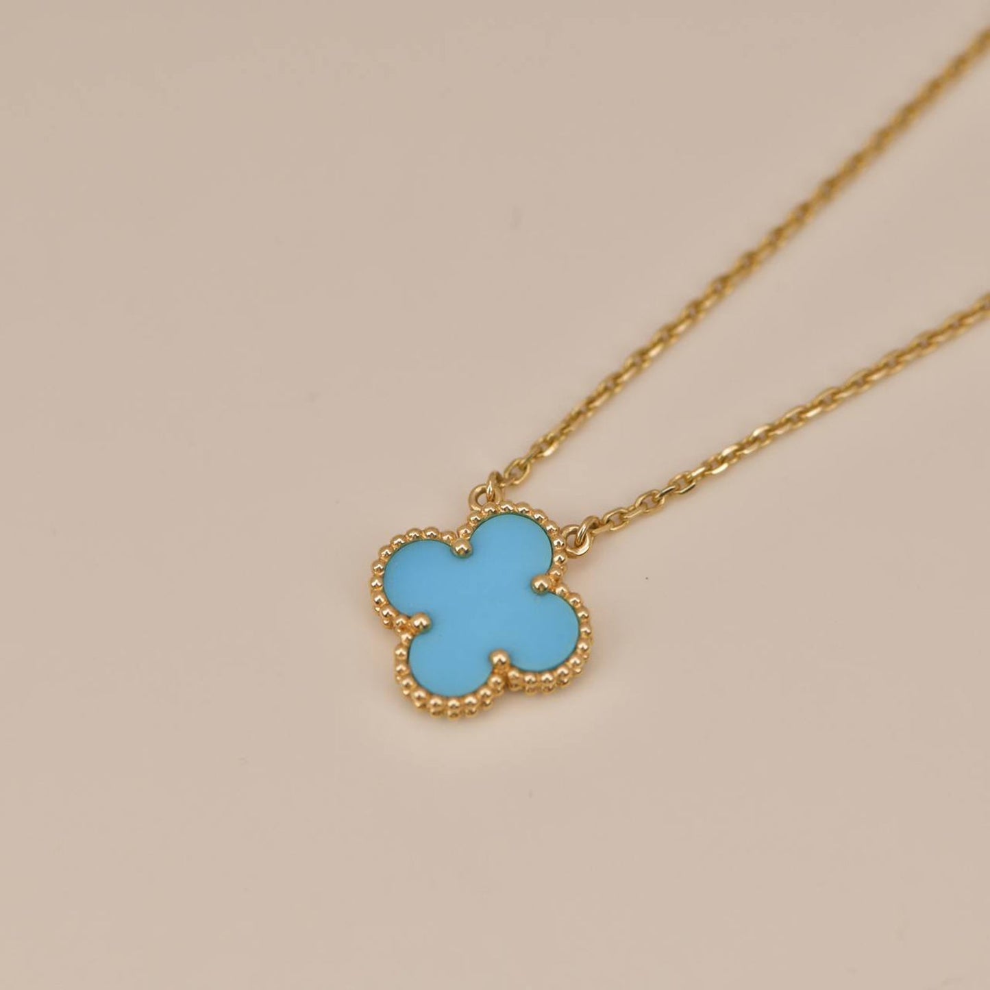 [Triumph Jewelry]CLOVER 15MM VINTAGE TURQUOISE NECKLACE