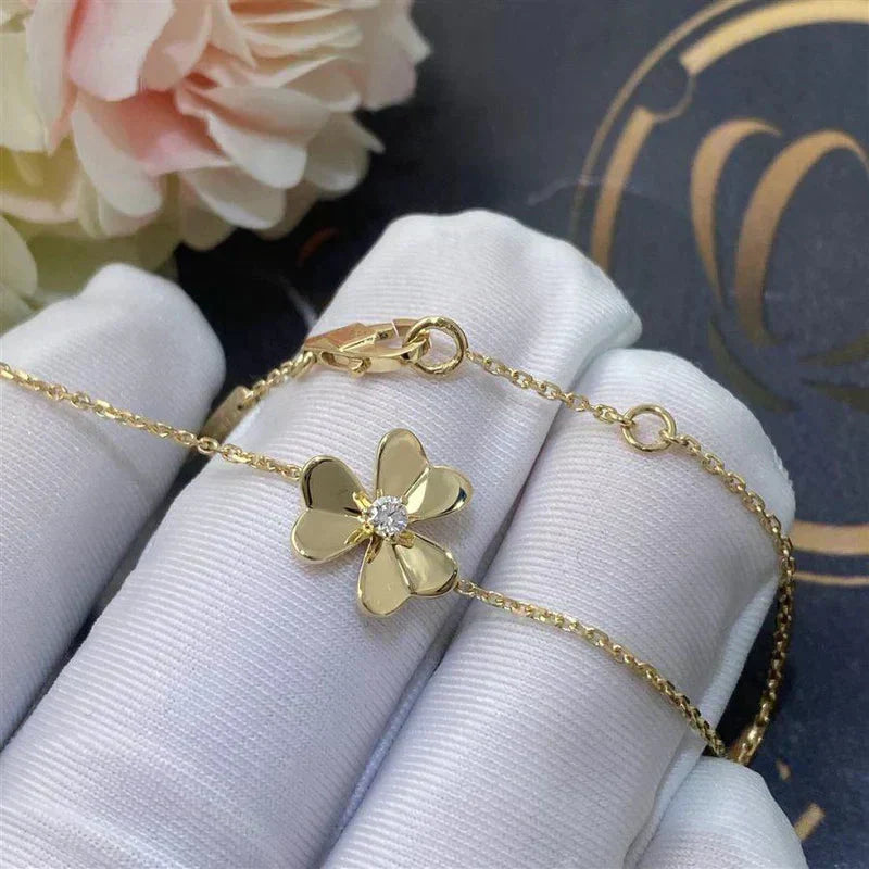 [Triumph Jewelry]FRIVOLE GOLD FLOWER PINK MALACHITE BRACELET