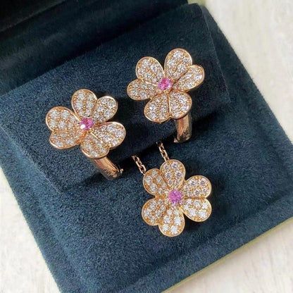 [Triumph Jewelry]FRIVOLE PINK GOLD FLOWER DIAMOND EARRINGS
