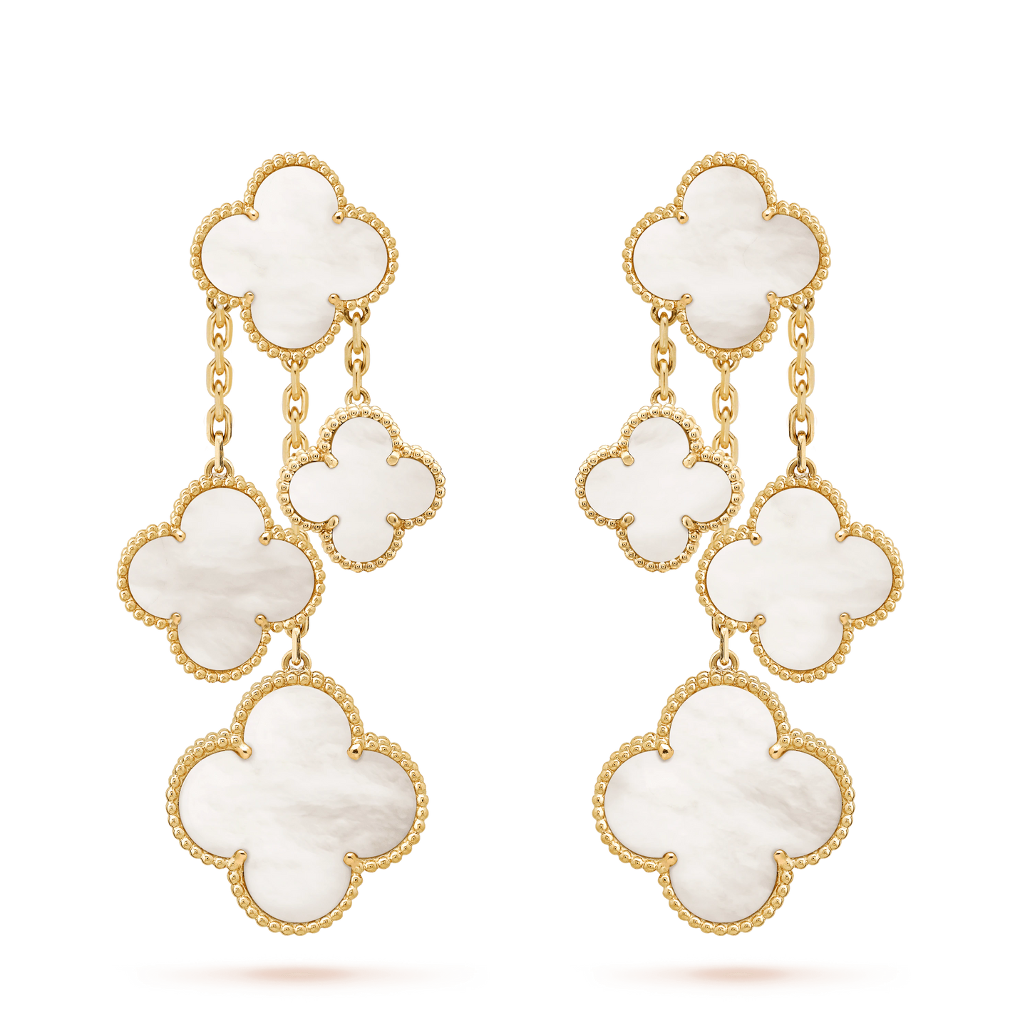 [Triumph Jewelry]CLOVER EARRINGS WHITE MOP 4 MOTIFS GOLD