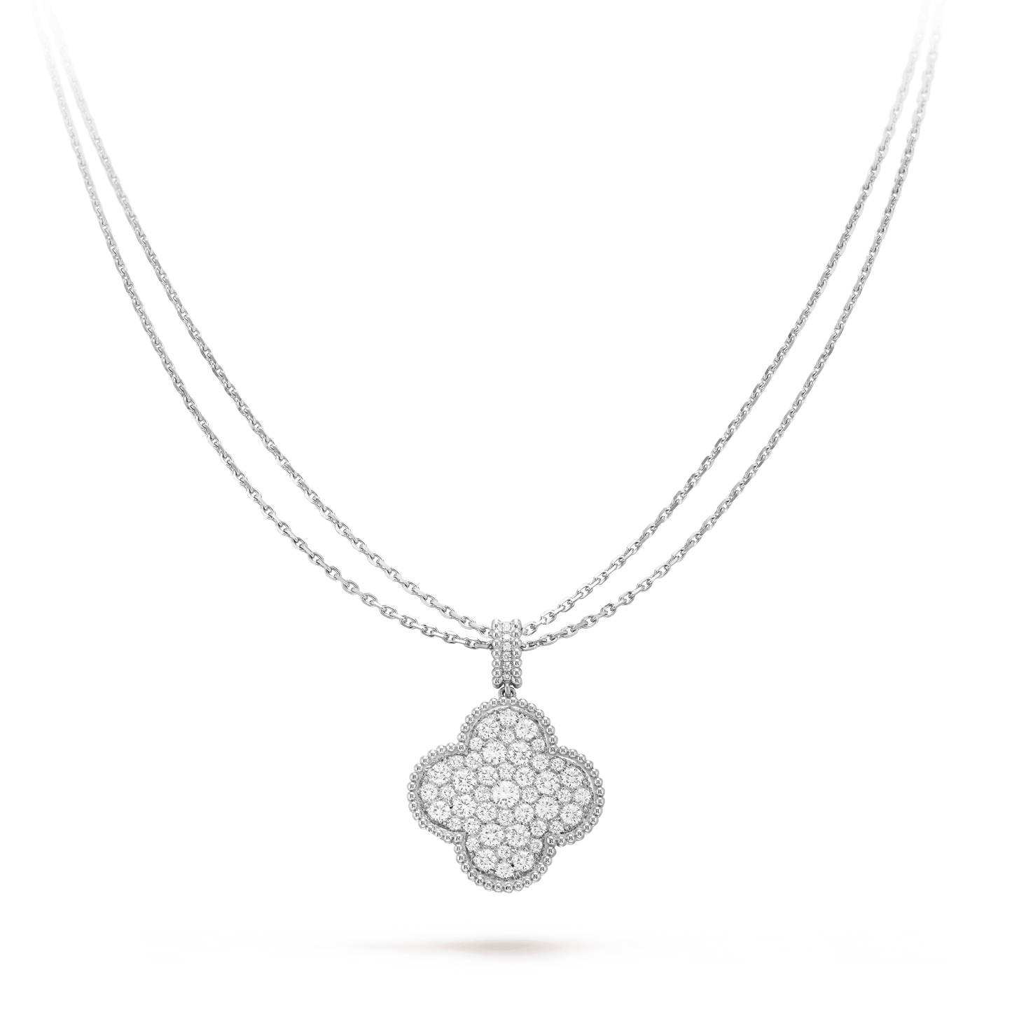 [Triumph Jewelry]CLOVER 25MM SILVER FULL DIAMOND BIG CLOVER NECKLACE