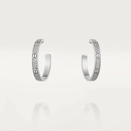 [Triumph Jewelry]LOVE DIAMOND SILVER HOOP EARRINGS